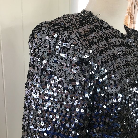 Vintage 80s Metallic Sequin Trophy Jacket M - Picture 8 of 15
